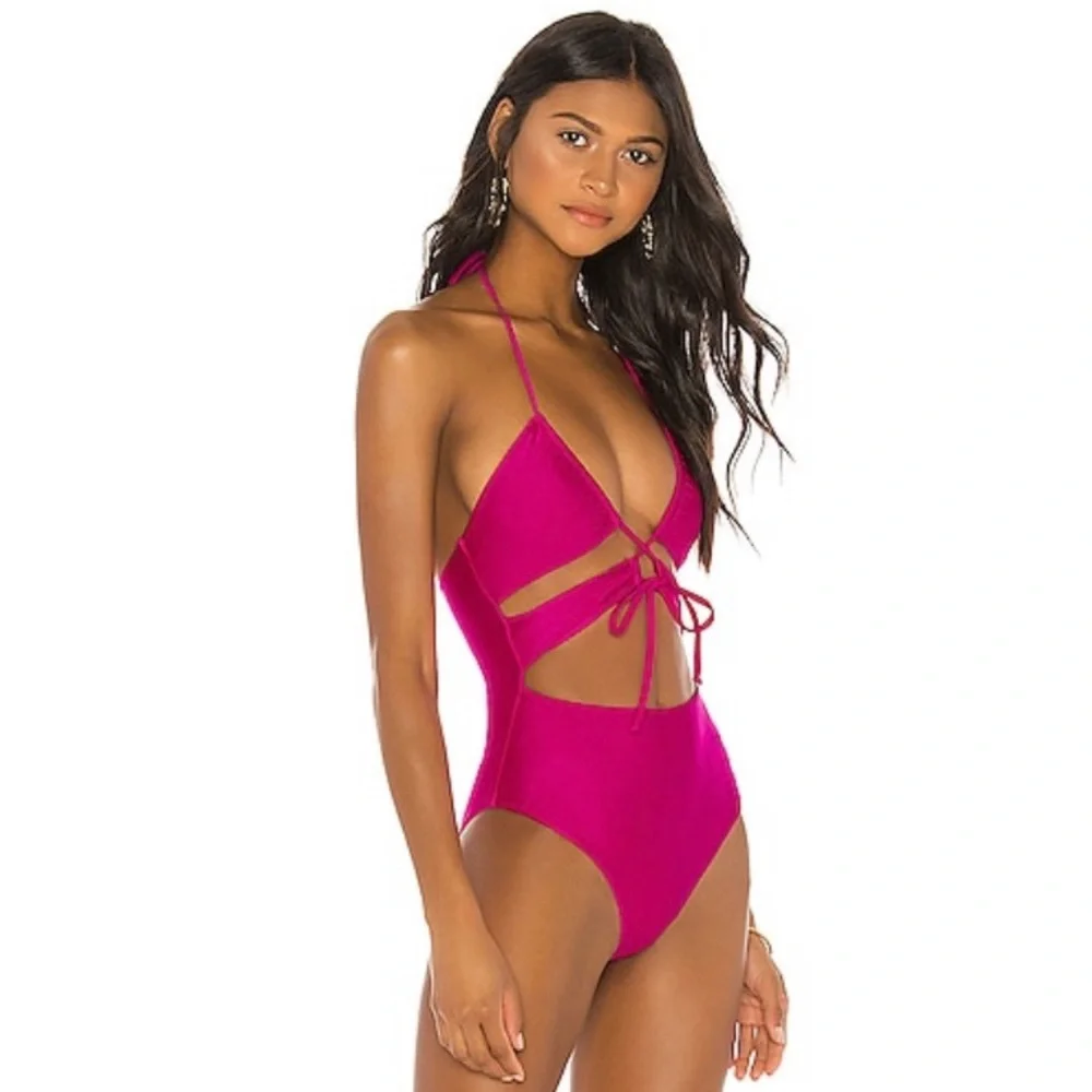 Lovers & Friends Aliah one piece swimsuit in hot magenta small - Picture 2 of 5